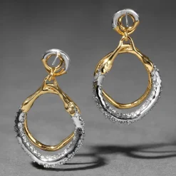 Tomfoolery Solanales Gold Crystal Orbit Drop Earrings Fashion