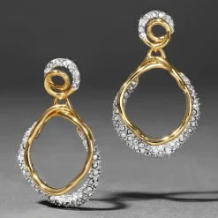 Tomfoolery Solanales Gold Crystal Orbit Drop Earrings Fashion