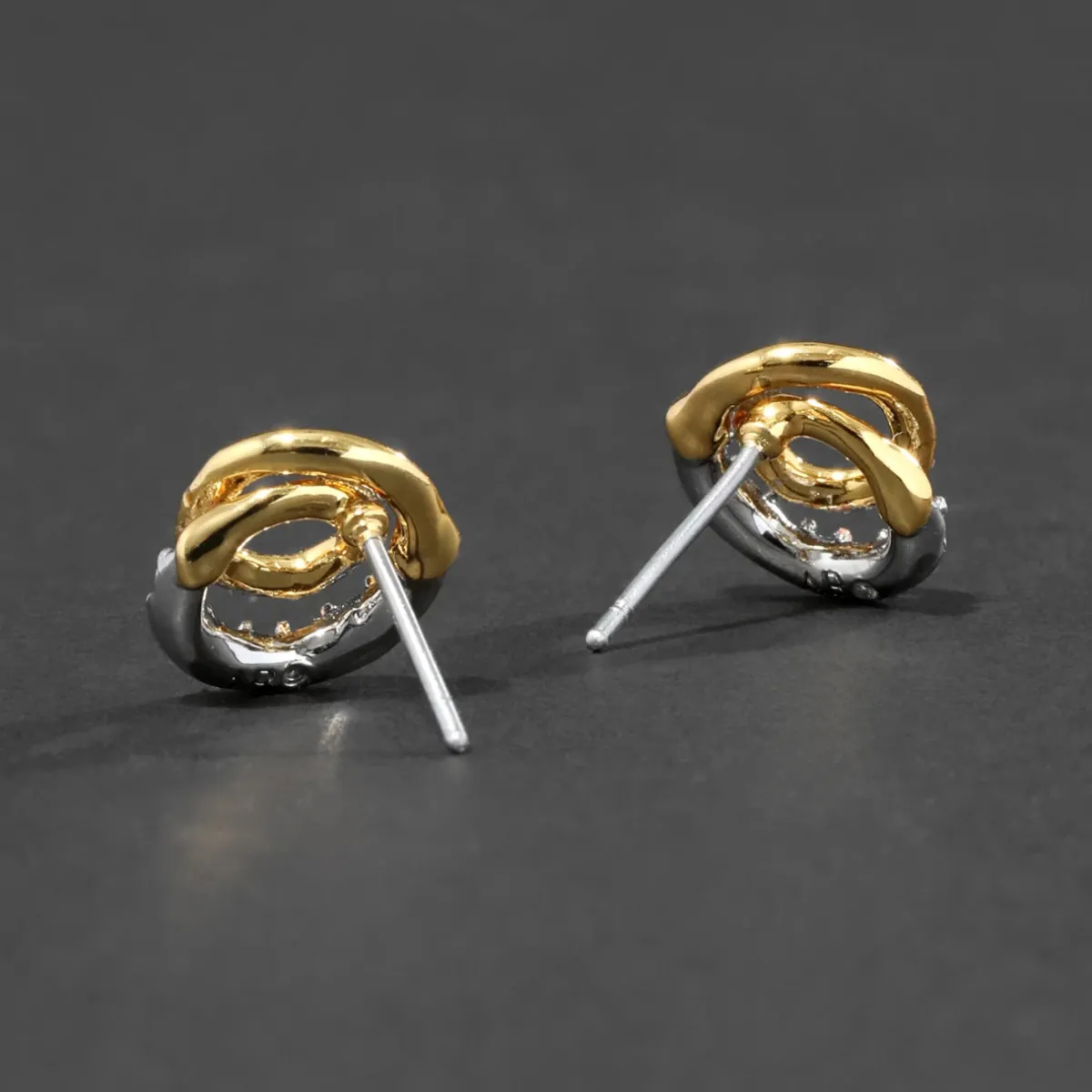 Tomfoolery Solanales Gold Crystal Spiral Studs Clearance