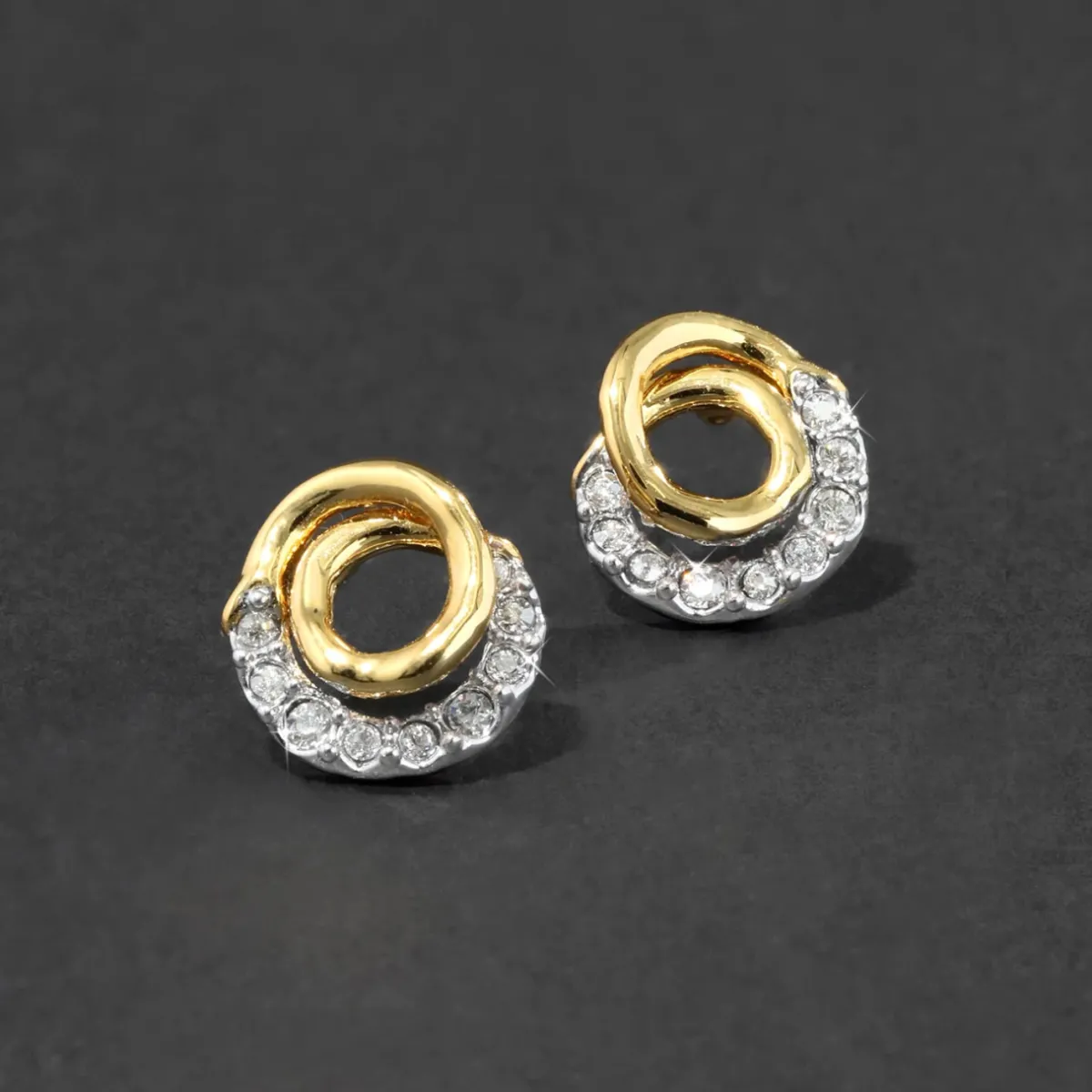 Tomfoolery Solanales Gold Crystal Spiral Studs Clearance
