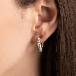 Tomfoolery Solanales Gold Crystal Twist Mini Hoops Outlet