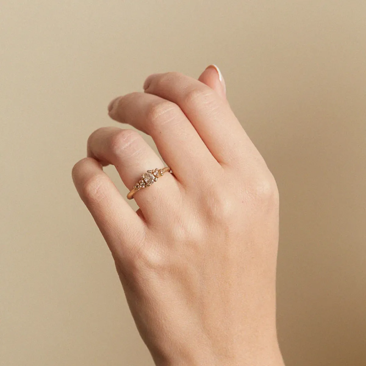 Tomfoolery Solitaire Champagne Diamond Encrusted Ring Online