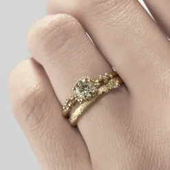 Tomfoolery Solitaire Champagne Diamond Ring with Granules Best