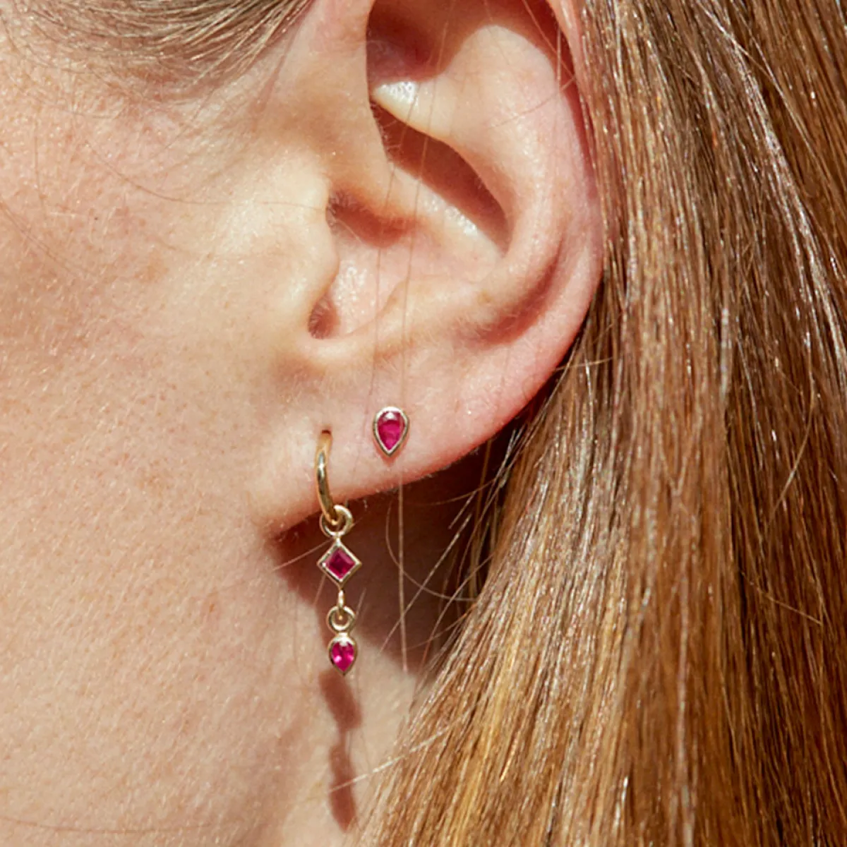 Tomfoolery SOLO Bezel Ruby Studs Clearance
