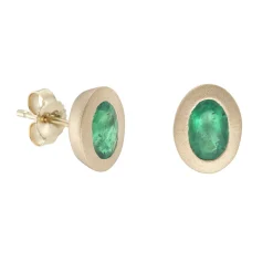 Tomfoolery SOLO Bezel Set Emerald Studs Best