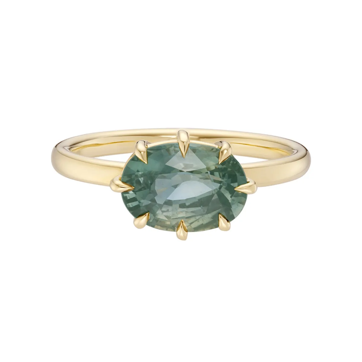 Tomfoolery SOLO East West Oval Teal Sapphire Ring Sale