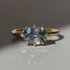 Tomfoolery SOLO East West Oval Teal Sapphire Ring Sale
