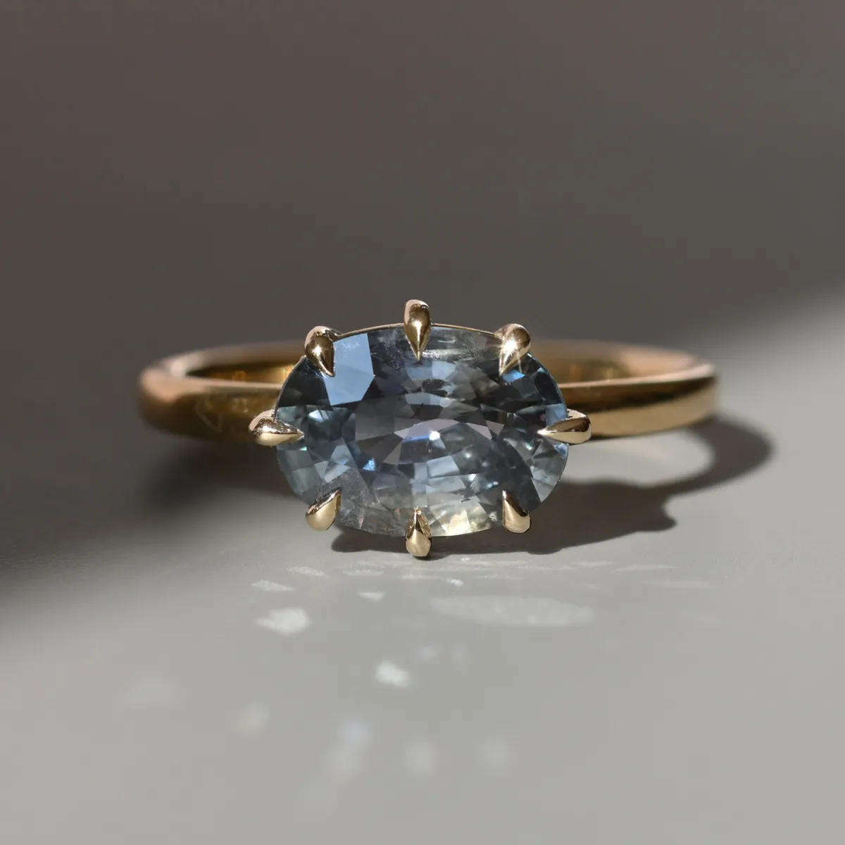 Tomfoolery SOLO East West Oval Teal Sapphire Ring Sale
