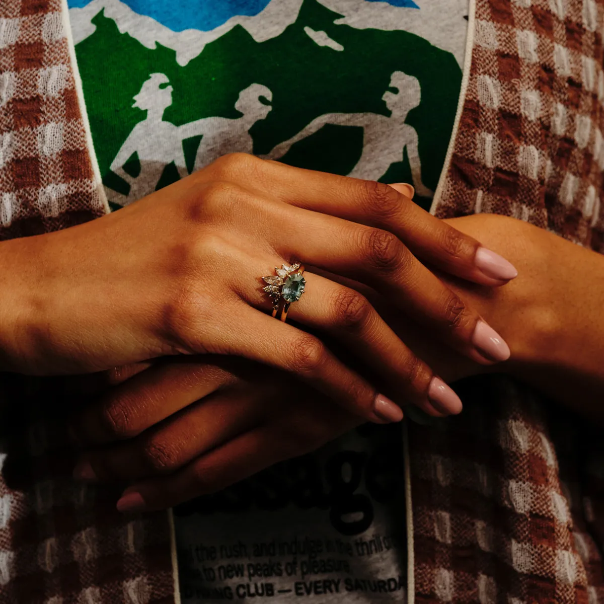 Tomfoolery SOLO East West Oval Teal Sapphire Ring Sale