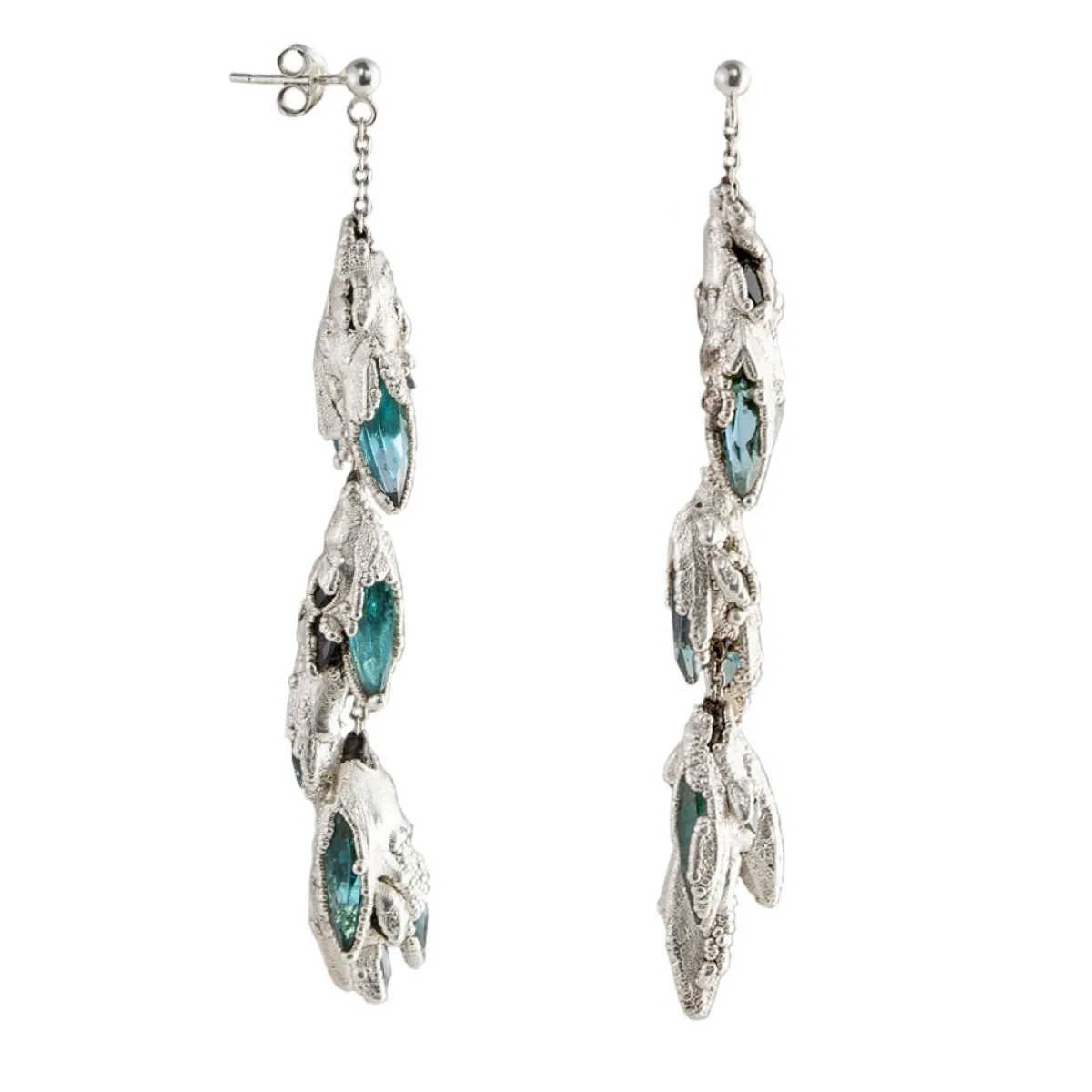 Tomfoolery Spiky Blue Dangle Earrings Hot
