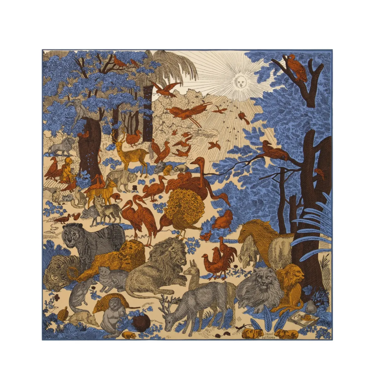 Tomfoolery Square 100 Reve Printed Scarf Beige Sale