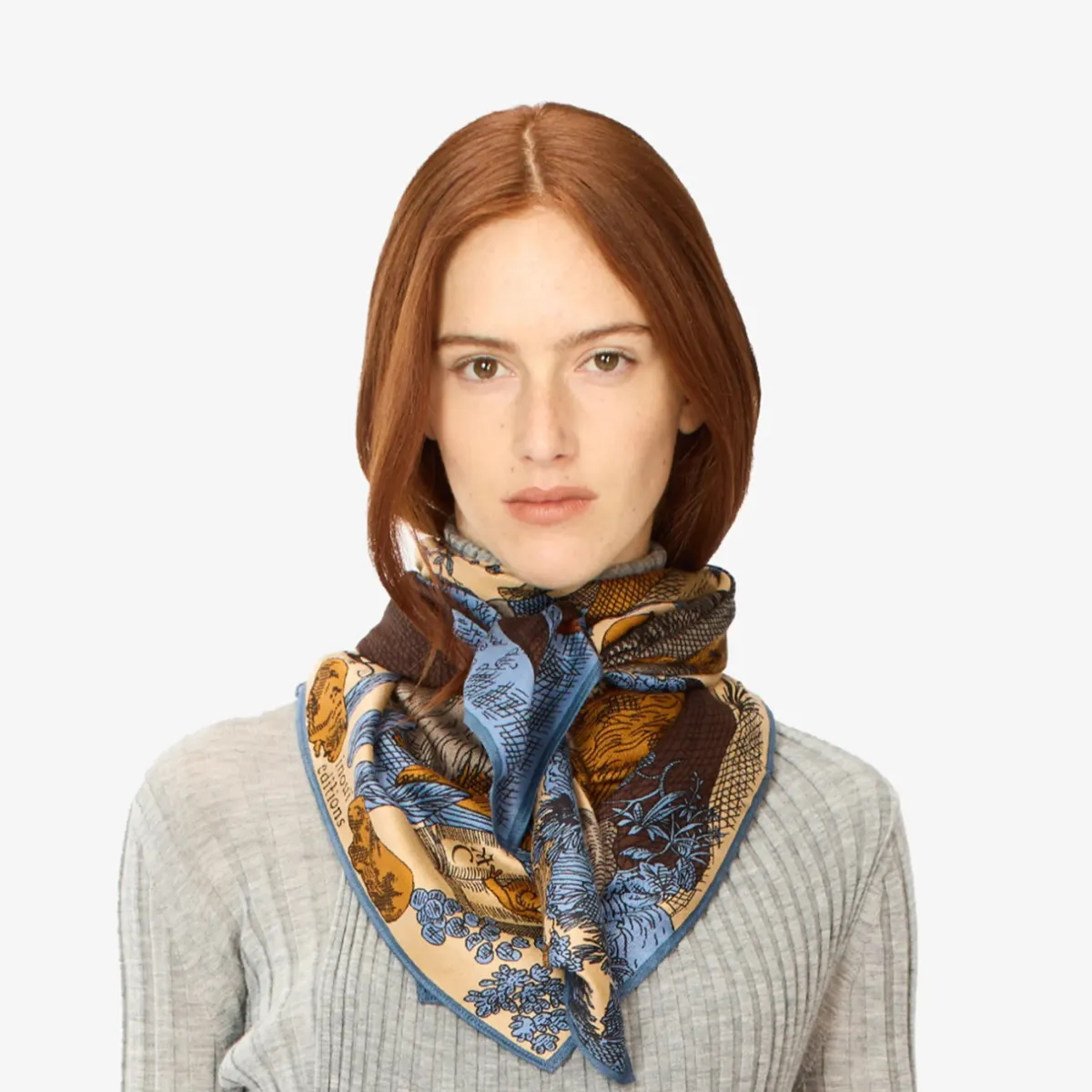 Tomfoolery Square 100 Reve Printed Scarf Beige Sale