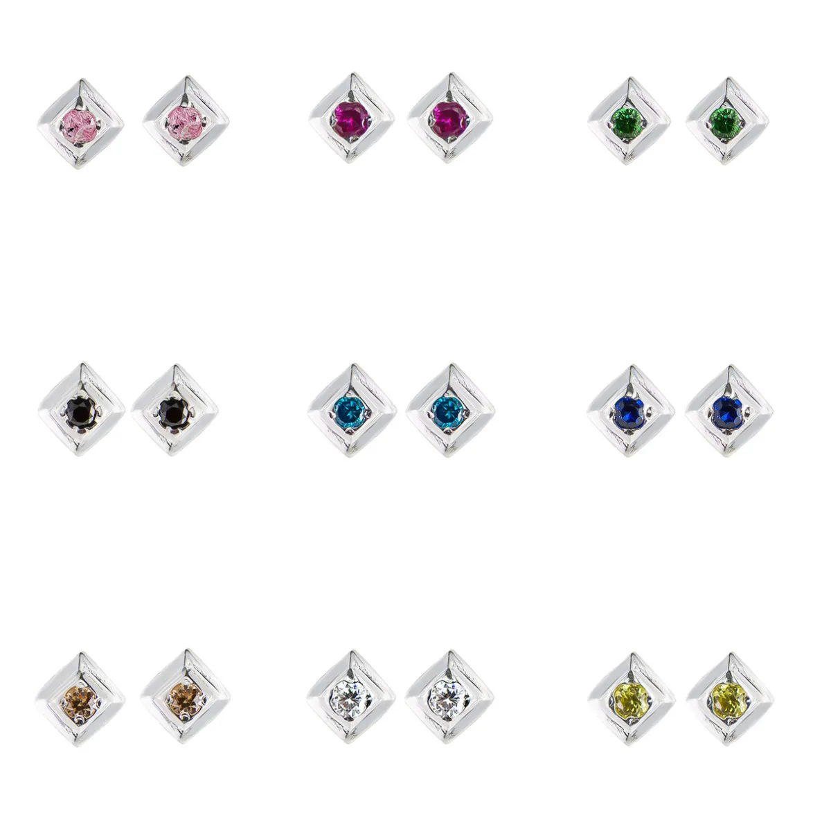 Tomfoolery Square Gem Studs Silver Sale