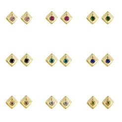 Tomfoolery Square Gold Plated Gem Studs Discount