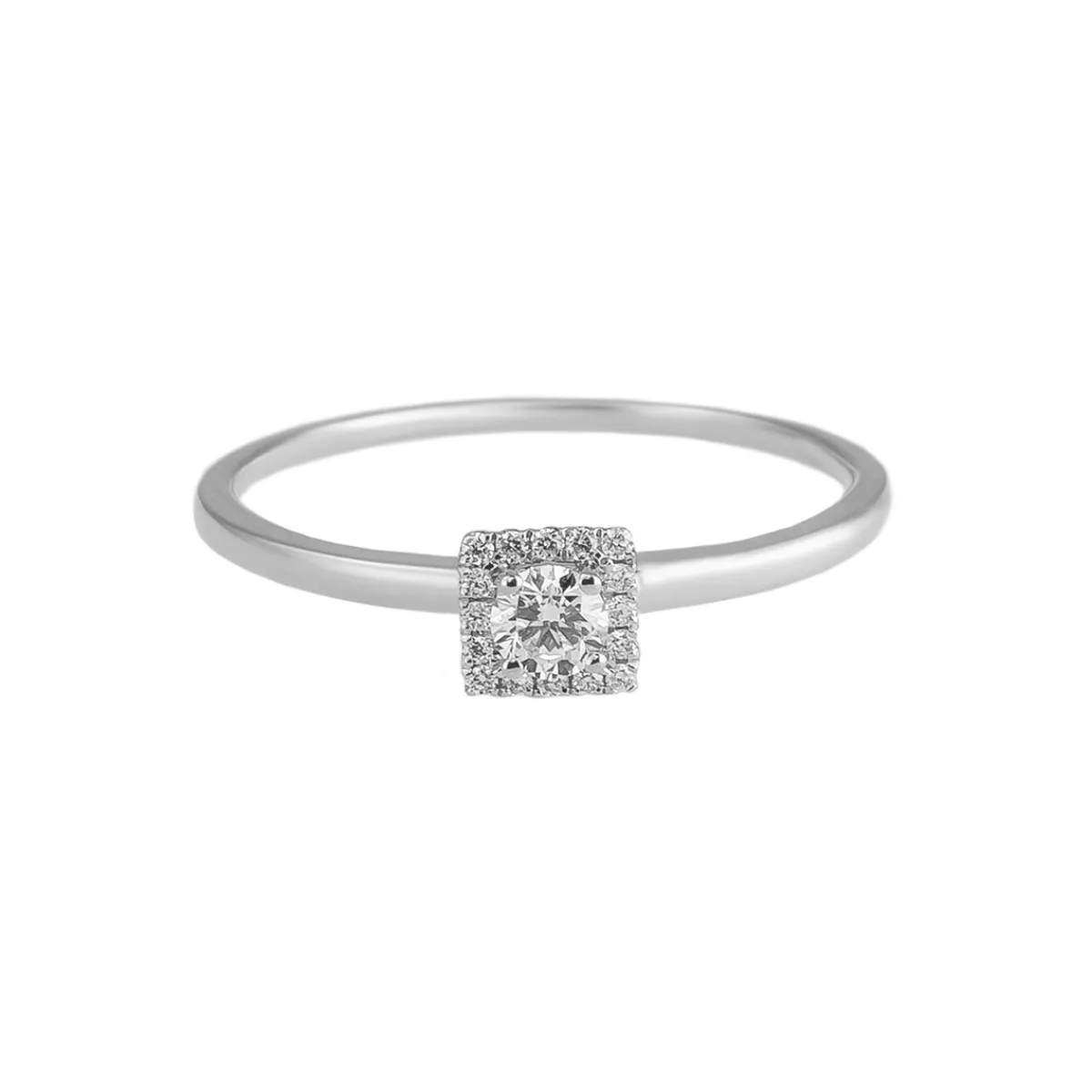 Tomfoolery Square Halo Diamond Solitaire Ring Clearance