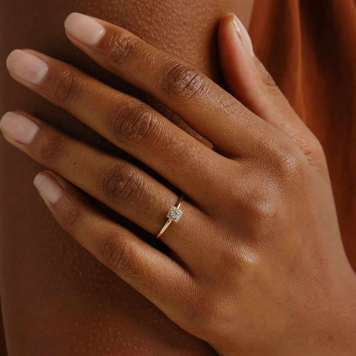 Tomfoolery Square Halo Diamond Solitaire Ring Clearance