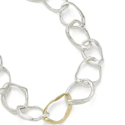 Tomfoolery Stone Drawing Necklace Silver with Gold Link Best