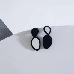 Tomfoolery Stone Earrings Silver & Black Best