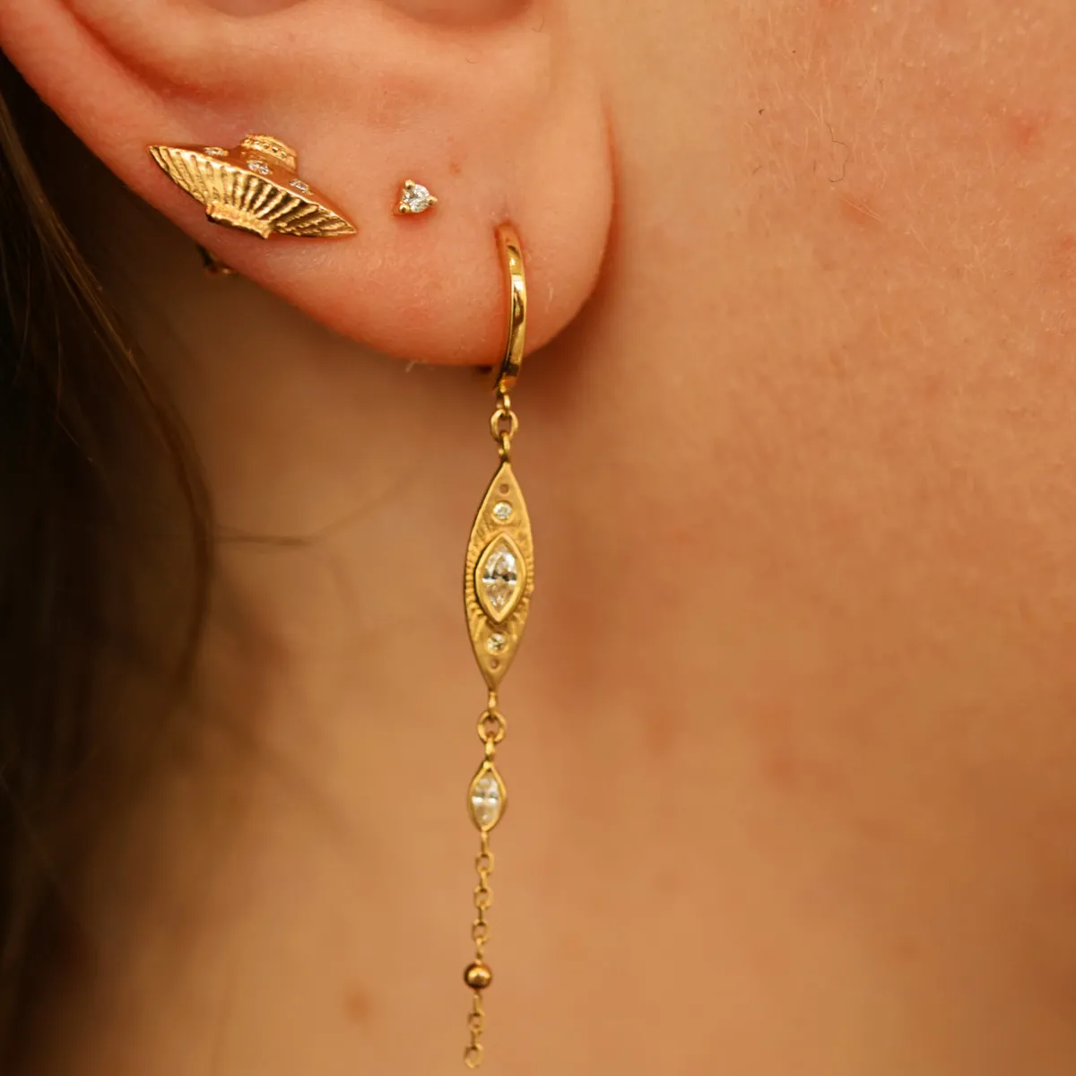 Tomfoolery Sun Eye Single Chain Earring Sale