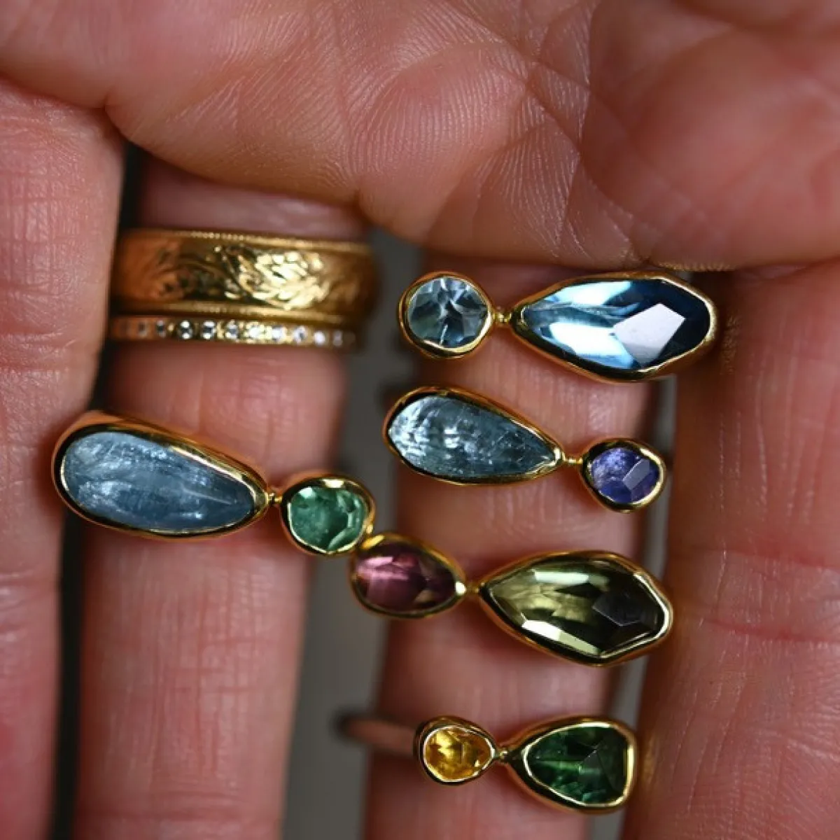 Tomfoolery Tanzanite & Aquamarine Two Stone Ring Discount