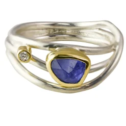 Tomfoolery Tanzanite & Silver Narrow Wrap Ring New