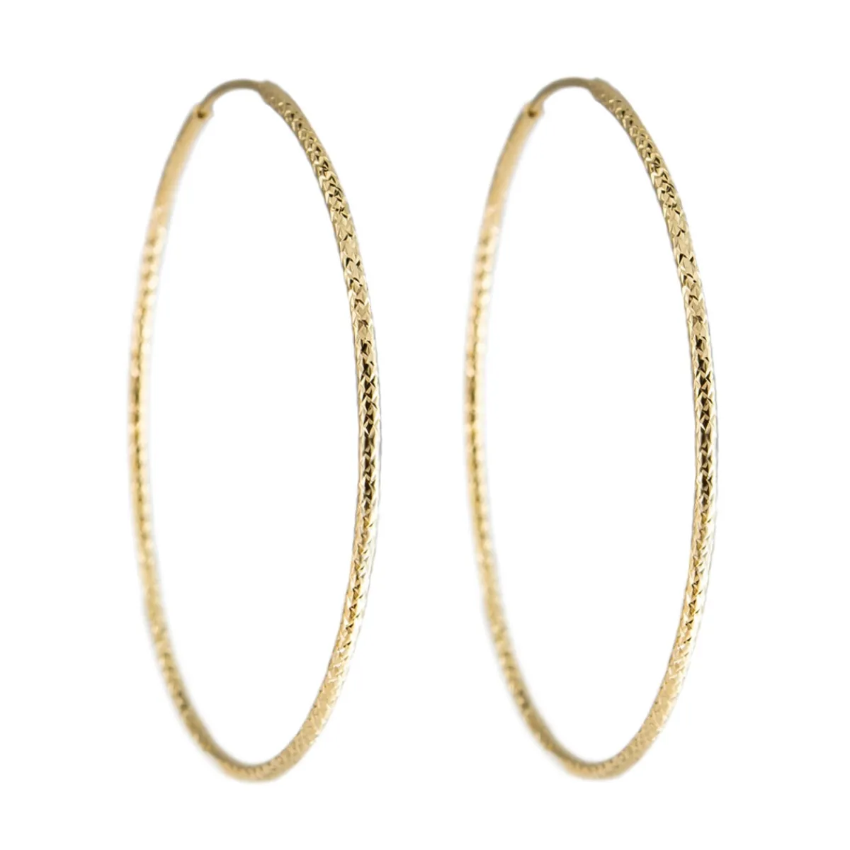 Tomfoolery Textured Large Gold Plated Silver Hoop 50mm New
