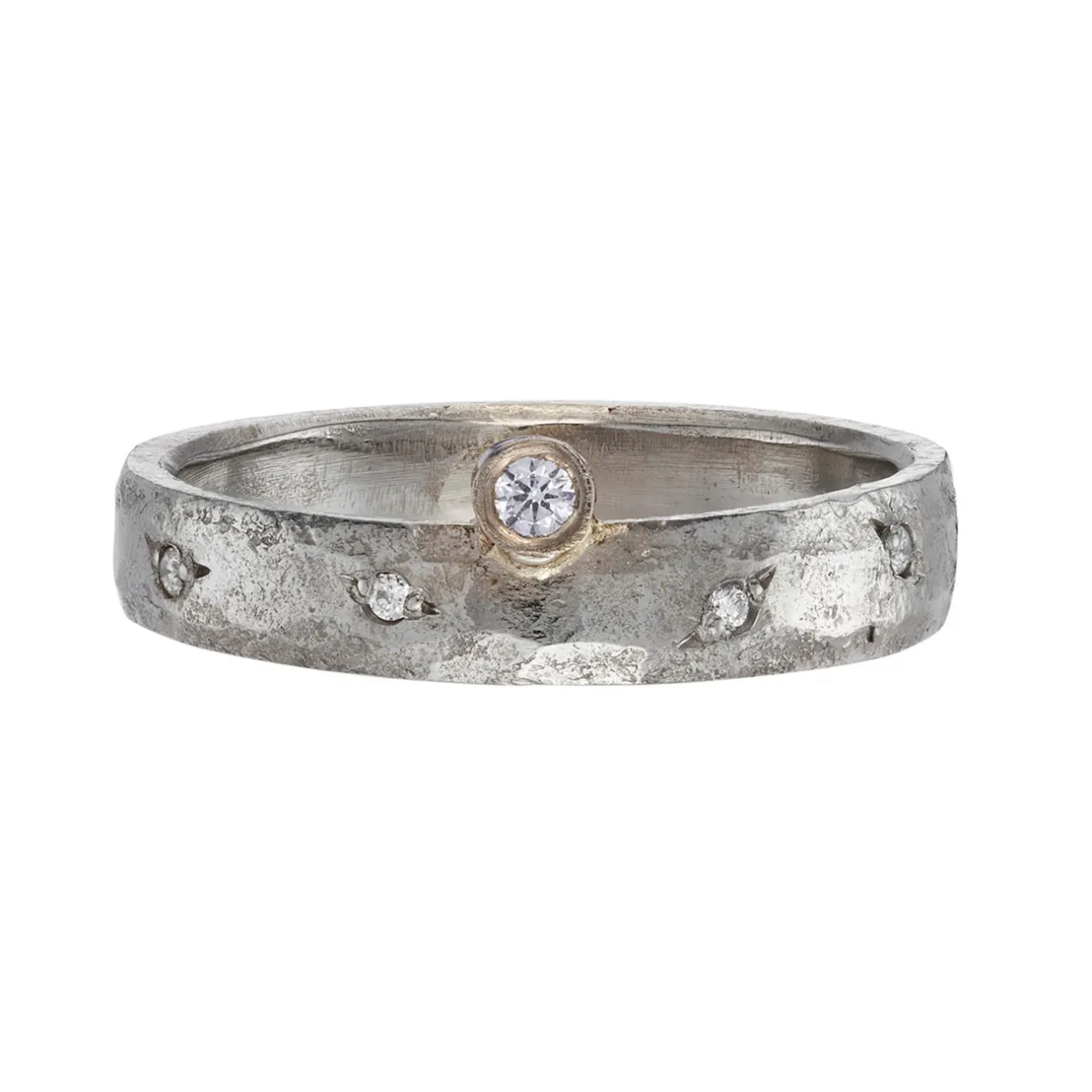 Tomfoolery Textured White Gold Diamond Band Fashion