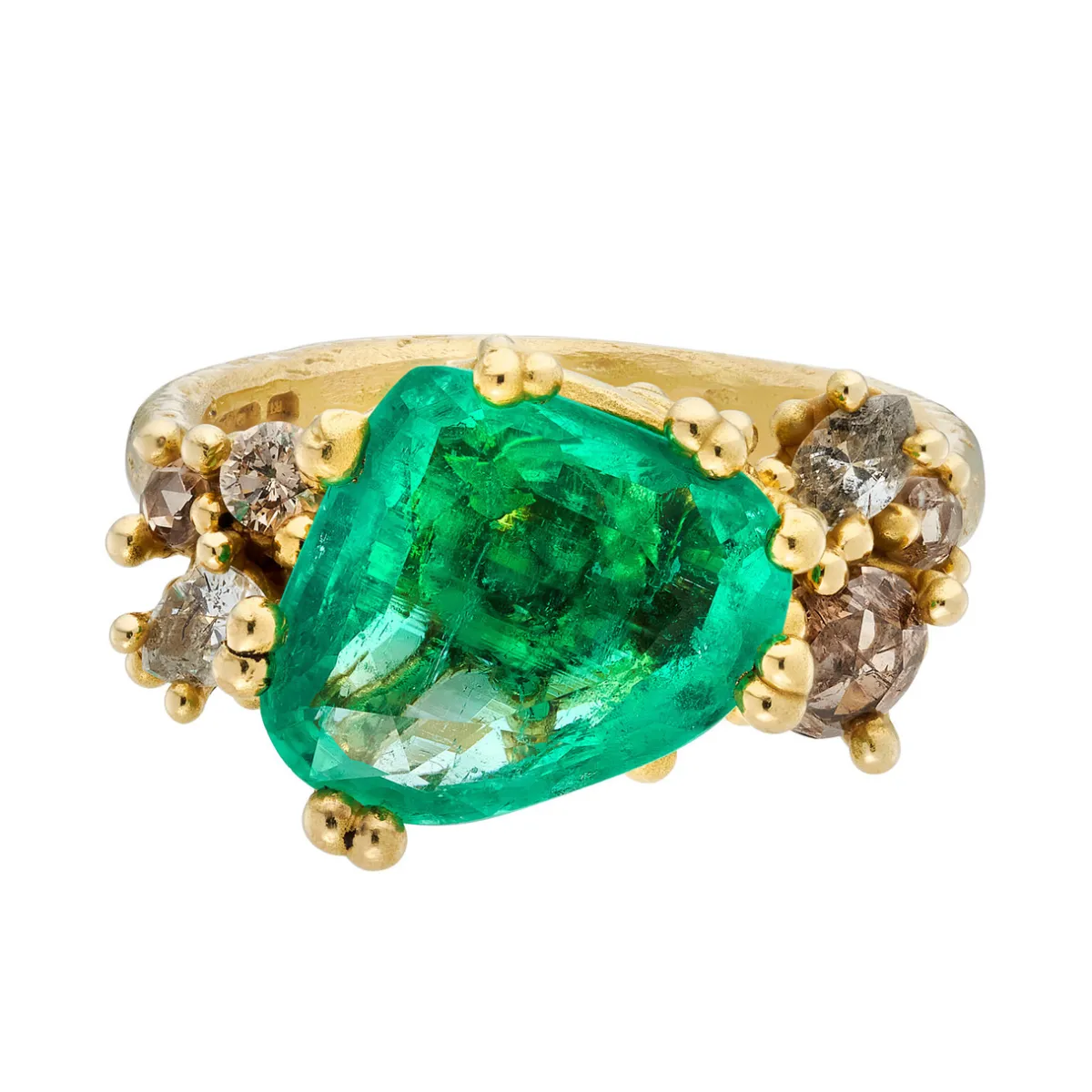 Tomfoolery tf Exclusive Asymmetric Emerald & Diamond Cluster Ring Fashion
