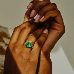 Tomfoolery tf Exclusive Asymmetric Emerald & Diamond Cluster Ring Fashion