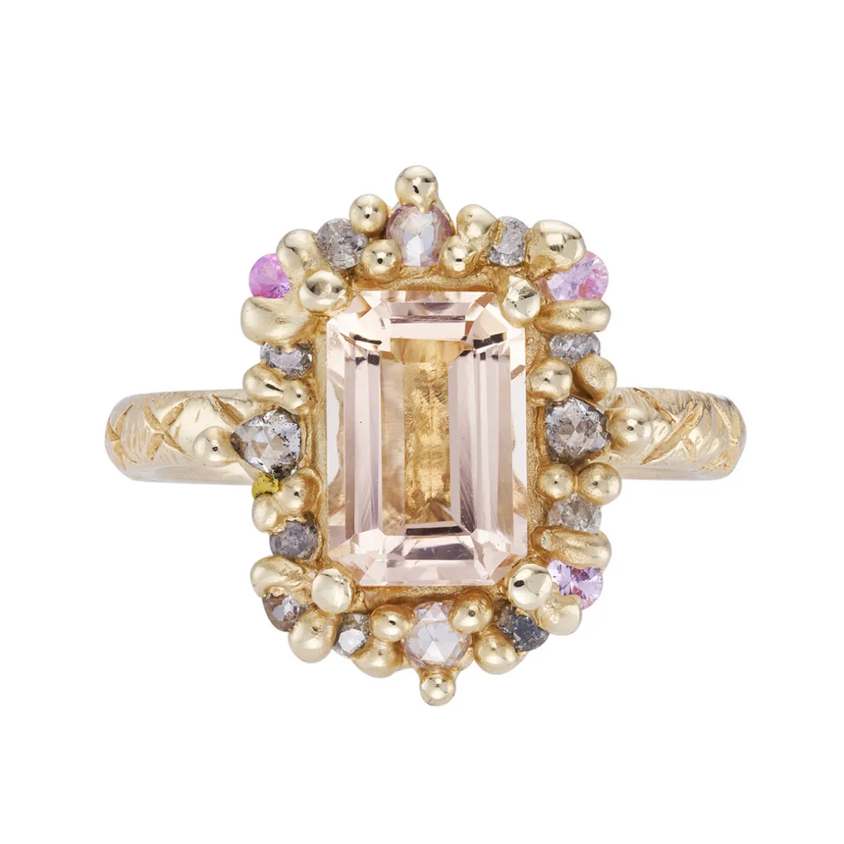Tomfoolery tf Exclusive Morganite & Diamond Confetti Halo Ring Hot