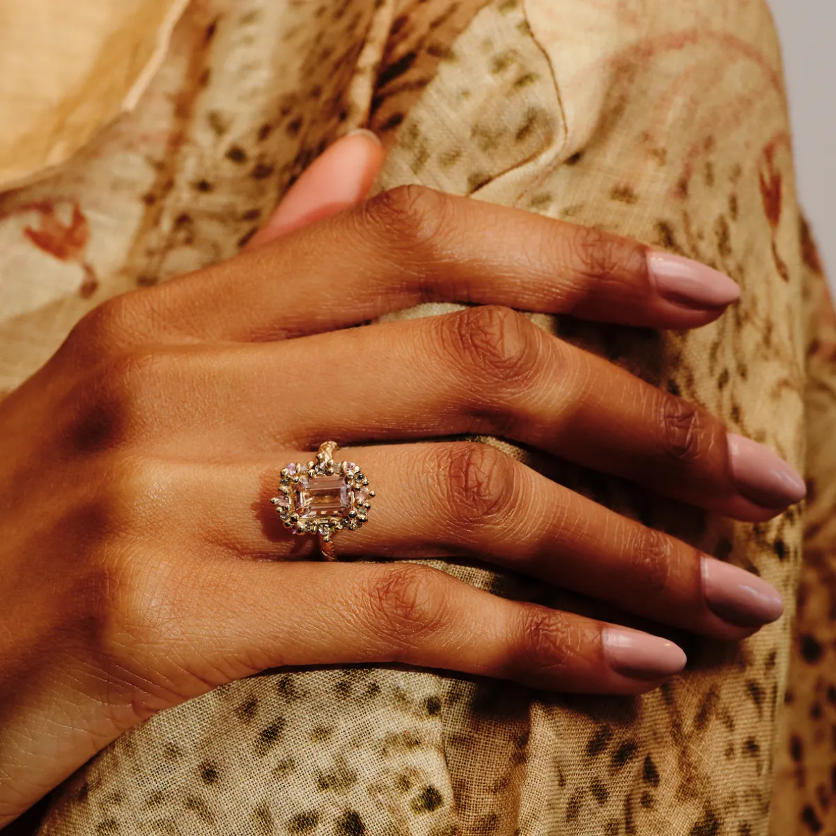 Tomfoolery tf Exclusive Morganite & Diamond Confetti Halo Ring Hot