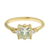 Tomfoolery Tf Exclusive Princess Cut Fancy Green Diamond Bea Three Stone Ring Clearance