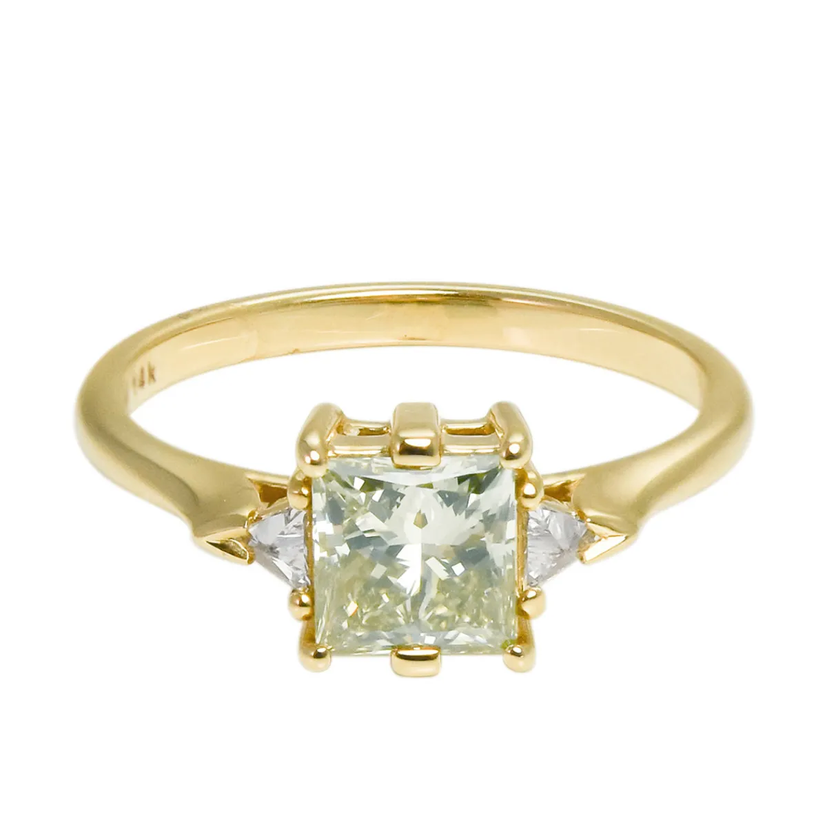 Tomfoolery Tf Exclusive Princess Cut Fancy Green Diamond Bea Three Stone Ring Clearance