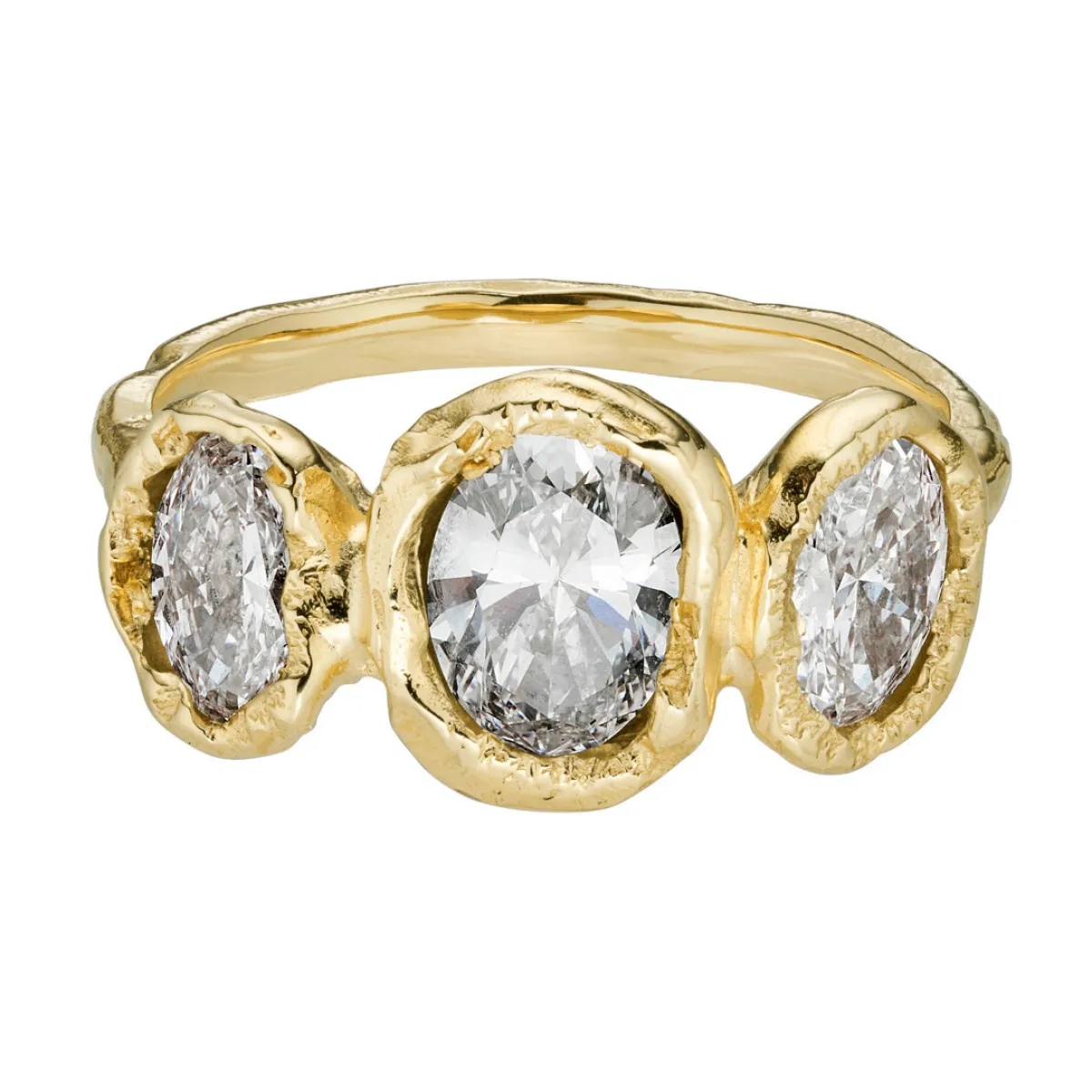 Tomfoolery tf Exclusive Three Stone Oval Lab Diamond Ring Clearance