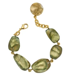Tomfoolery Thais Olive Green Resin Statement Bracelet Clearance