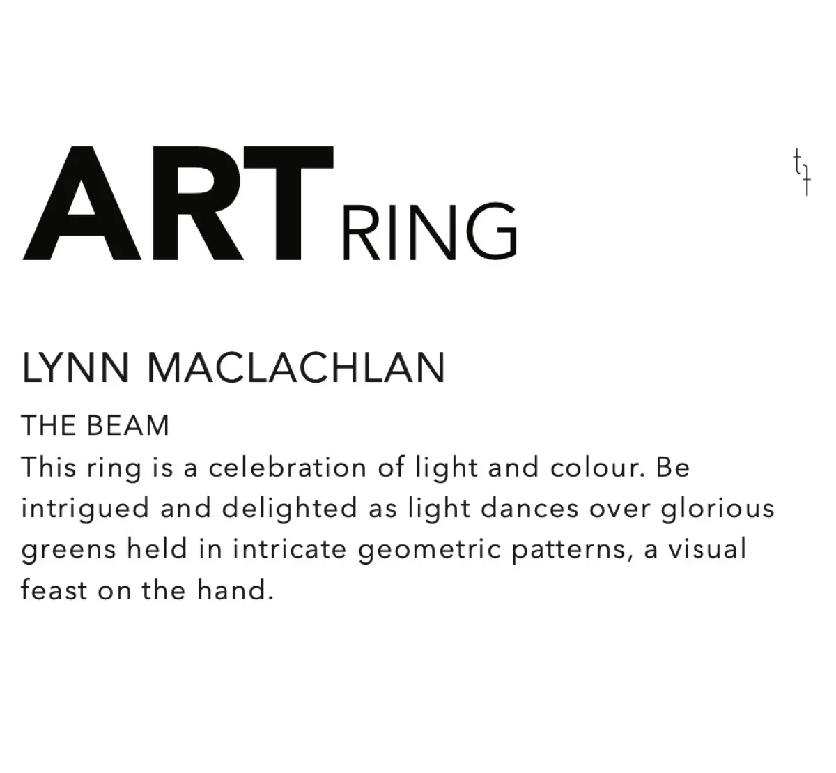 Tomfoolery The Beam Art Ring New