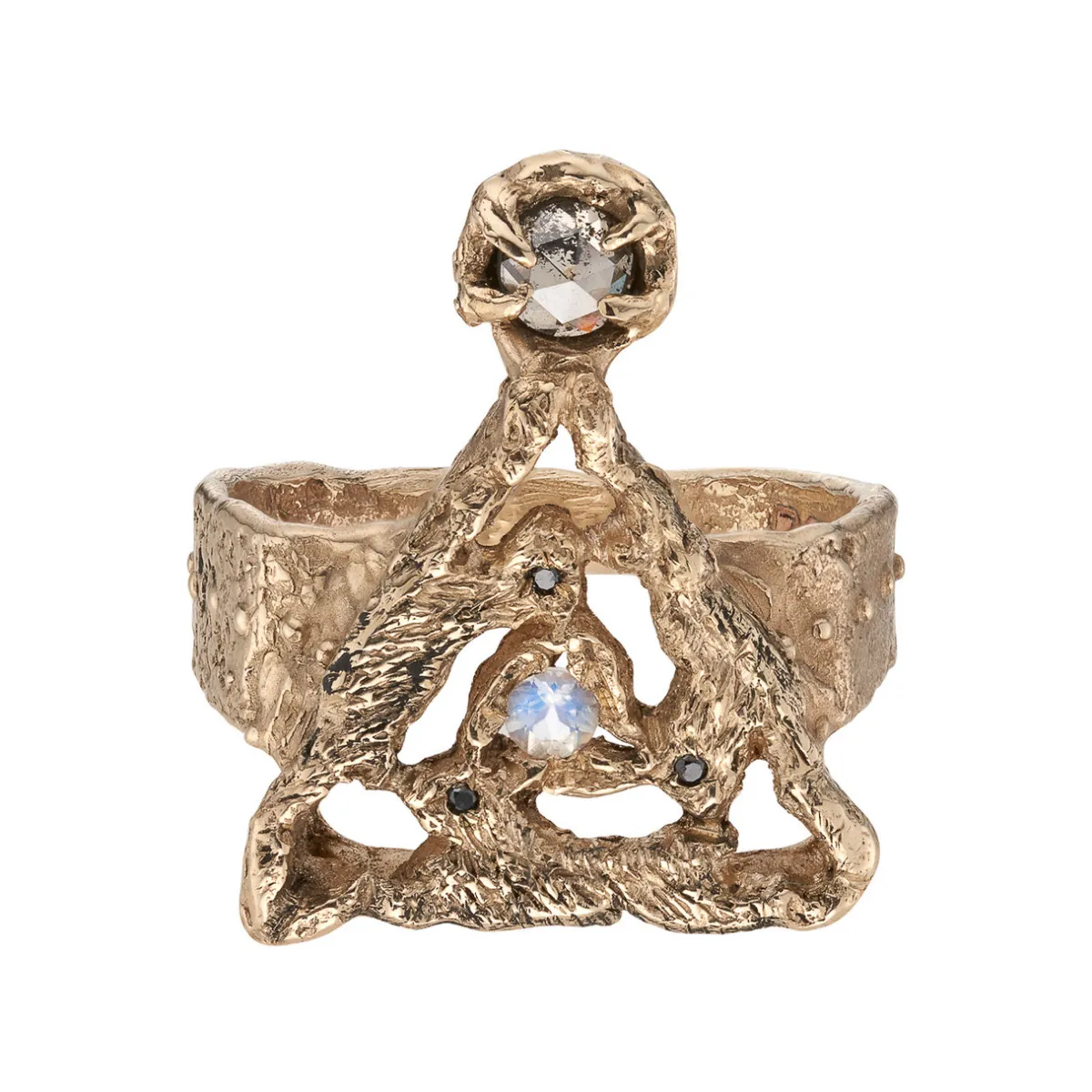 Tomfoolery Three Hares Mystic Triangle Art Ring Outlet