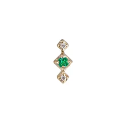 Tomfoolery Three Stone Petite Emerald & Diamond Stud Clearance