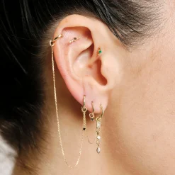 Tomfoolery Three Stone Petite Emerald & Diamond Stud Clearance
