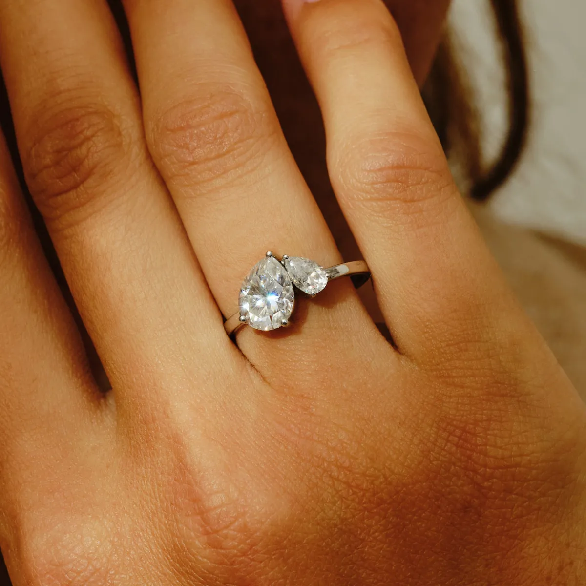 Tomfoolery Toi Et Moi Moissanite Duo Pear Cut Ring Clearance