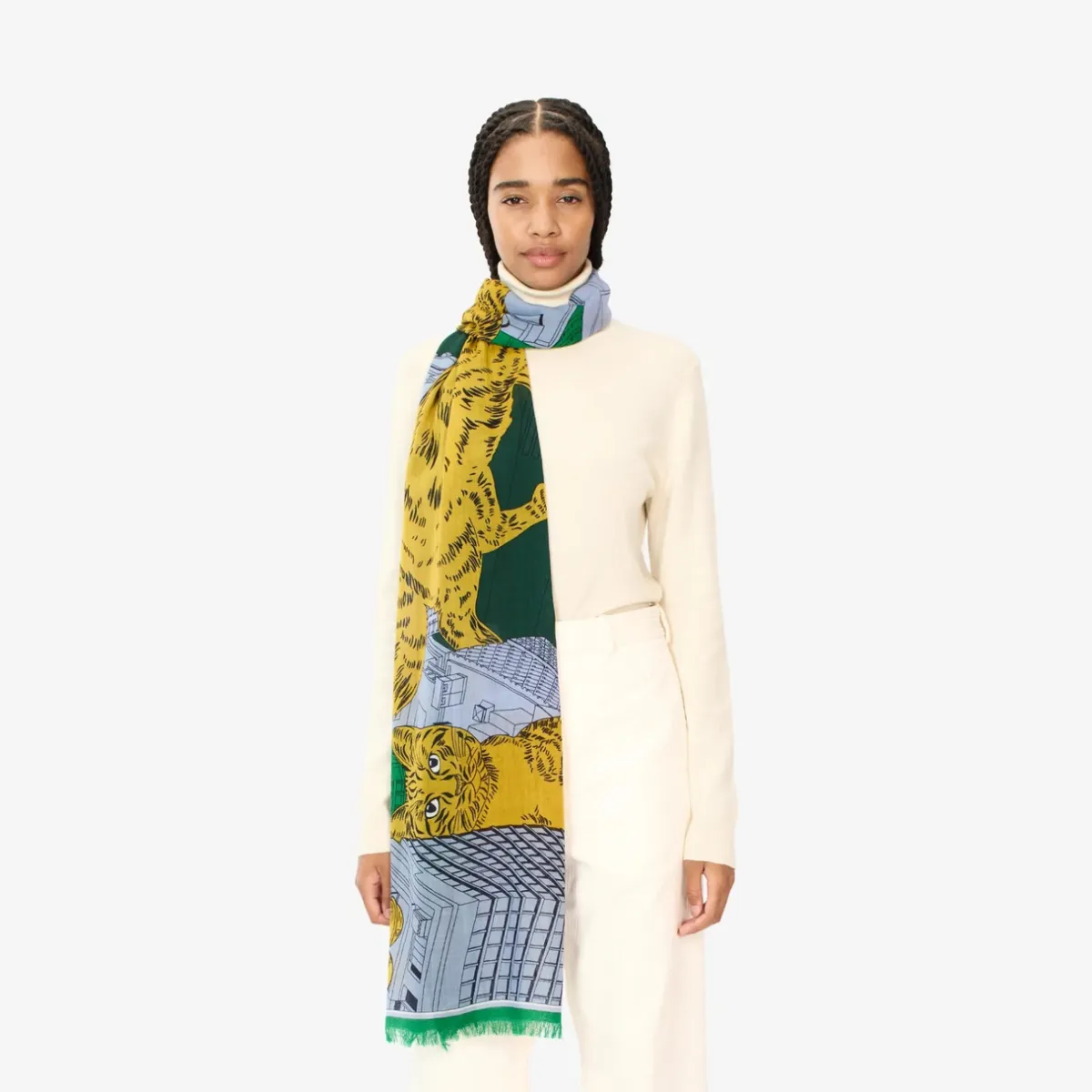 Tomfoolery Tokyo 70 Printed Scarf Green Discount