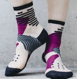 Tomfoolery Tokyo Dark Pink, Black and White Transparent Socks New