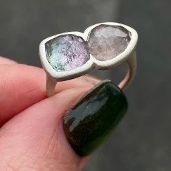 Tomfoolery Tourmaline Two Stone Stacking Ring 0.7 New