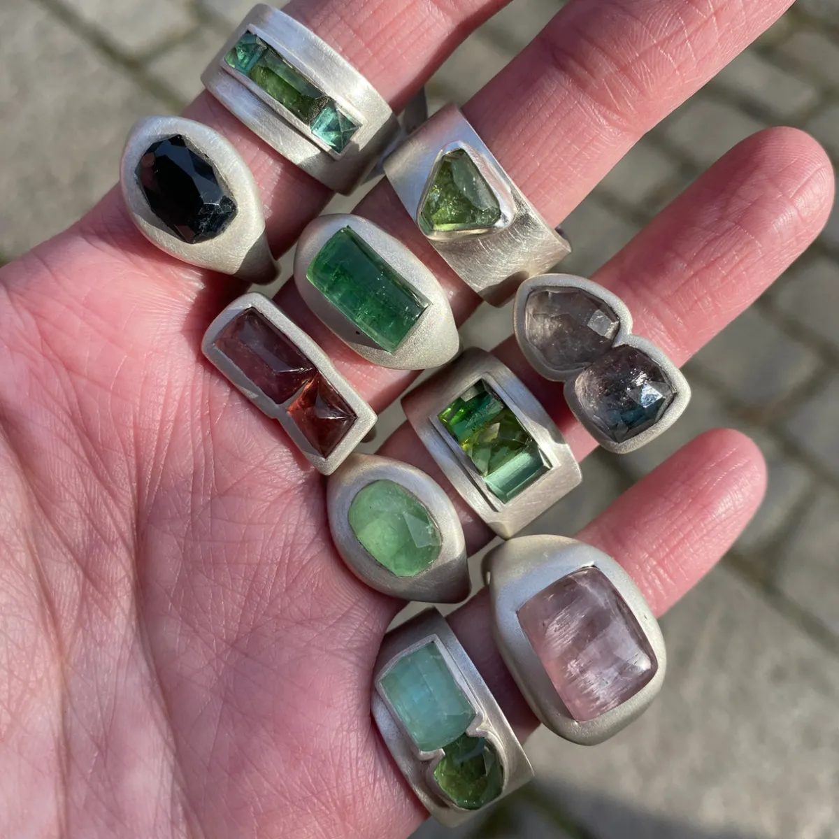 Tomfoolery Tourmaline Two Stone Stacking Ring 0.7 New