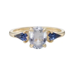 Tomfoolery TRIO Ice Blue Sapphire & Kite Three Stone Ring Sale