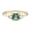 Tomfoolery TRIO Light Teal Sapphire & Diamond Three Stone Ring Hot