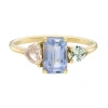 Tomfoolery TRIO Sapphire, Champagne & Grey Diamond Three Stone Ring New