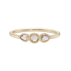 Tomfoolery TRIO Trio Round & Pear Rose Cut White Diamond Ring New