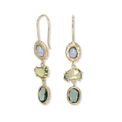 Tomfoolery Triple Drop Earrings in Cool Rainbow Sapphires Clearance