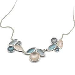 Tomfoolery Triple Section Pearl, Ice & Grey Leaf Necklace Fashion